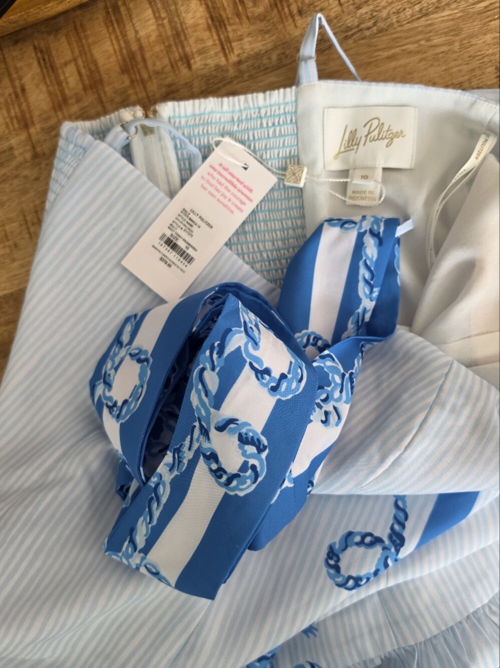 Lilly Pulitzer Saylar Maxi Dress Nautical Blue & Pink Engineered Print Sz 10 NWT - Picture 14 of 16